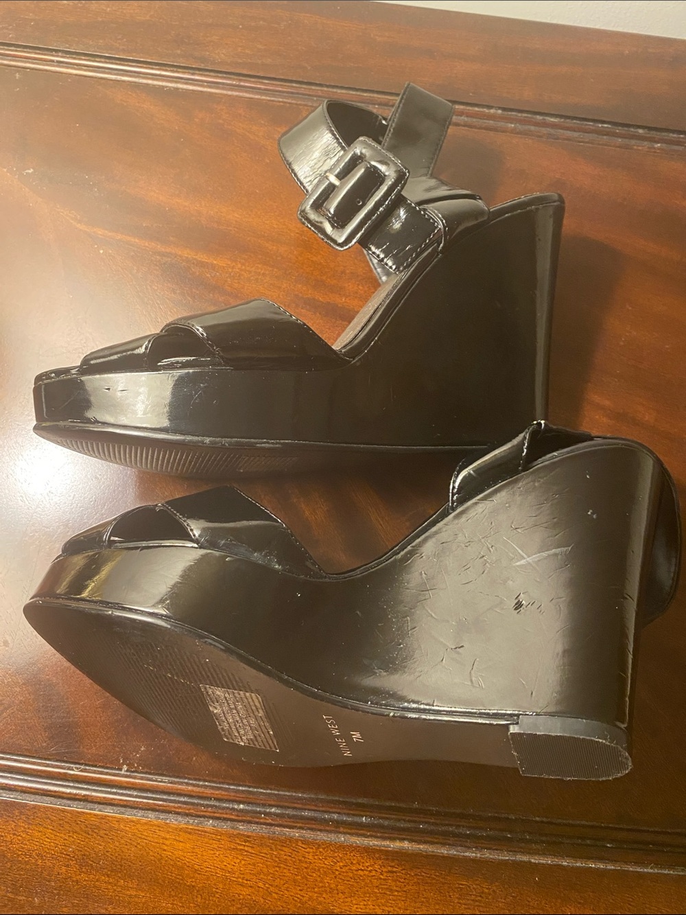 Nine West Black Patent Leather Strappy Sandals - Women - Picture 5 of 7